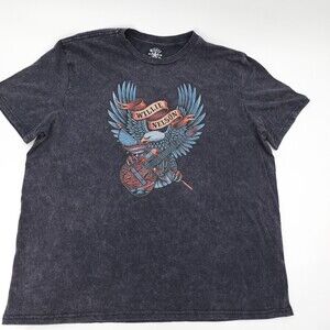 Willie Nelson T-Shirt Mens XXL Gray Graphic Eagle Guitar Country Music Band Tee